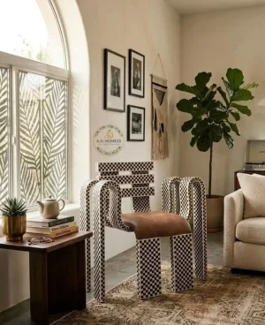 Main image AD | BONE INLAY CHECKERS DESIGN SPIDER CHAIR