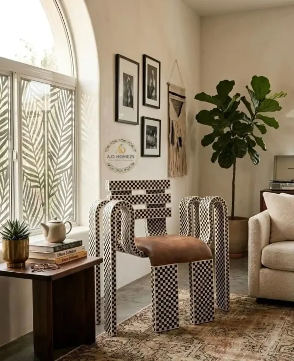 AD | BONE INLAY CHECKERS DESIGN SPIDER CHAIR